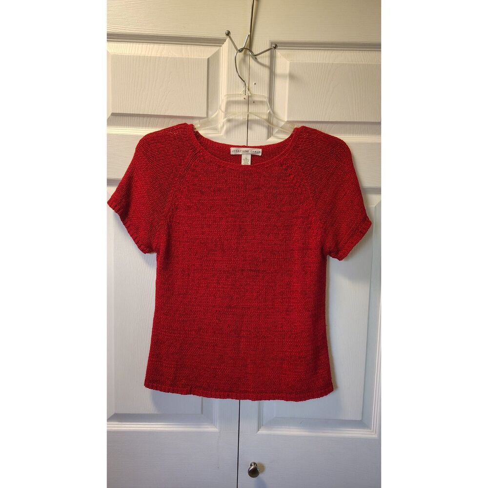 Classic Josephine Chaus Red Heathered Crew Neck Knit Top Size Extra Large